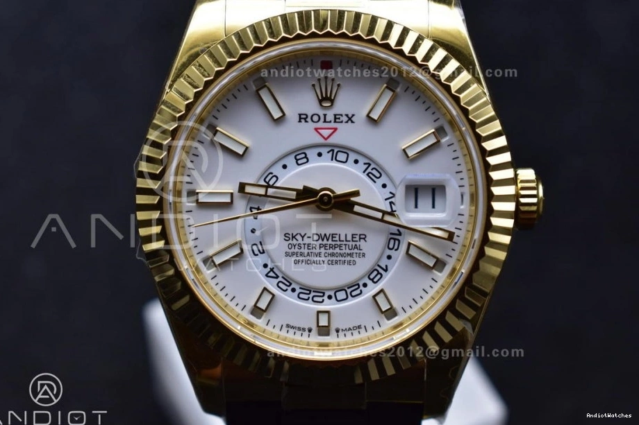 Sky-Dweller 336238 Best Weight) Dial 1:1 Edition Strap ZF Oysterflex A23J Functional on YG White 1100 (Gain 0329